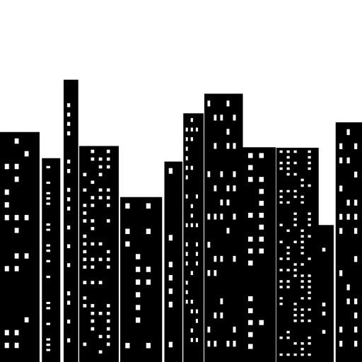 City Skyline with Illuminated Windows (Varied)