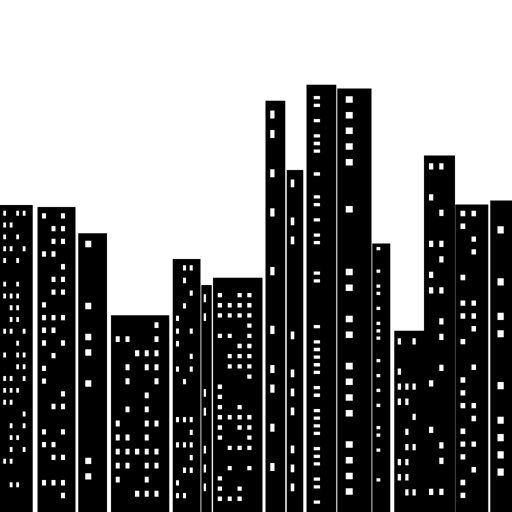 City Skyline with Illuminated Windows (Dense)