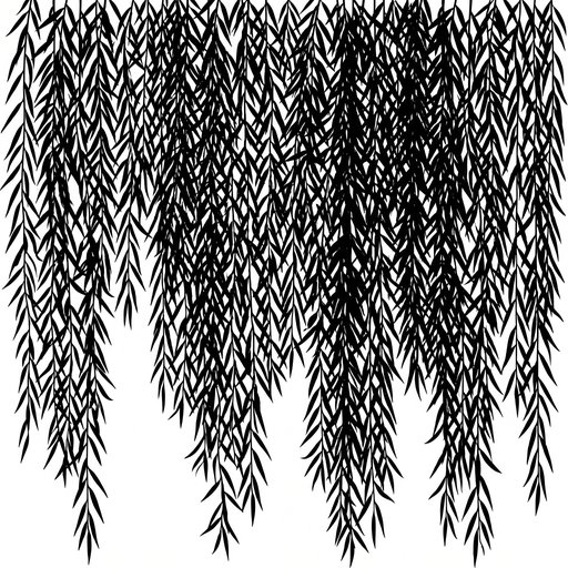 Weeping Willow Leaves Dense Silhouette